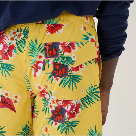 NWOT J. CREW 6" Stretch Swim Trunk in Floral Print, Hawaiian Floral, Medium $69 - Picture 3 of 11